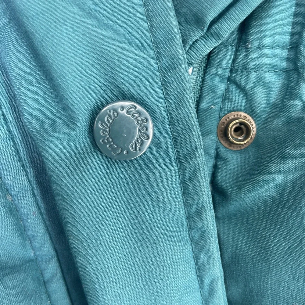 Vintage 90s Cabela's Quilted Down Parka Full Length Long Women's L‎ Hooded Teal
